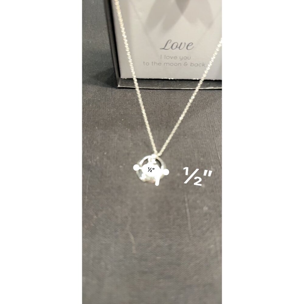 Sterling Silver Necklace & Earrings Set Engraved "I Love You To The Moon & Back - Picture 11 of 12